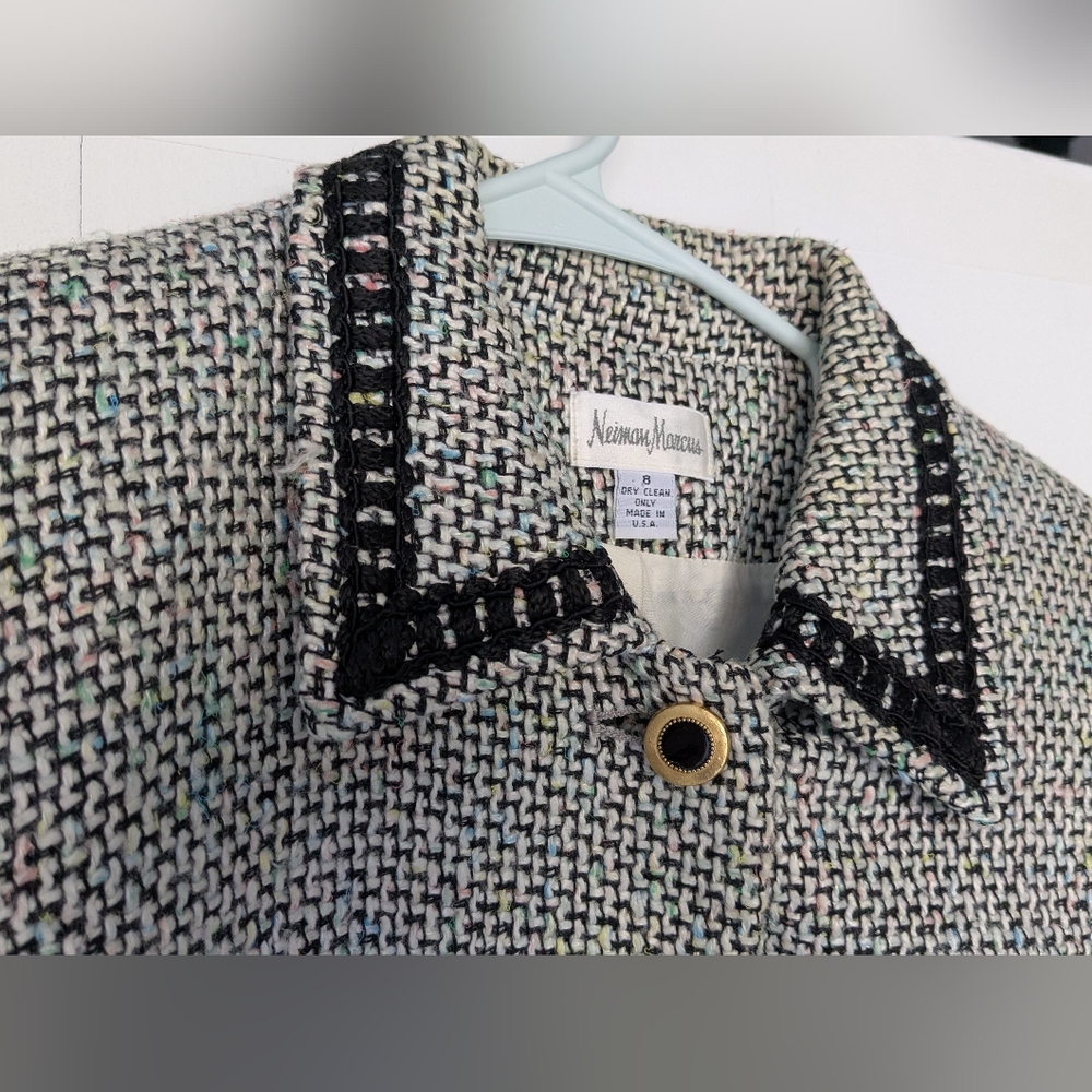 Neiman Marcus Tweed Jacket with Black Trim